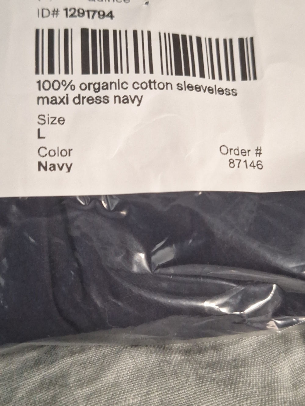 Quince 100% Organic Cotton Sleeveless Maxi Dress Navy L NWT - Picture 4 of 4